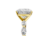 Yellow gold Radiant Solitaire Marquise Side Stone Prong Setting Ring_78