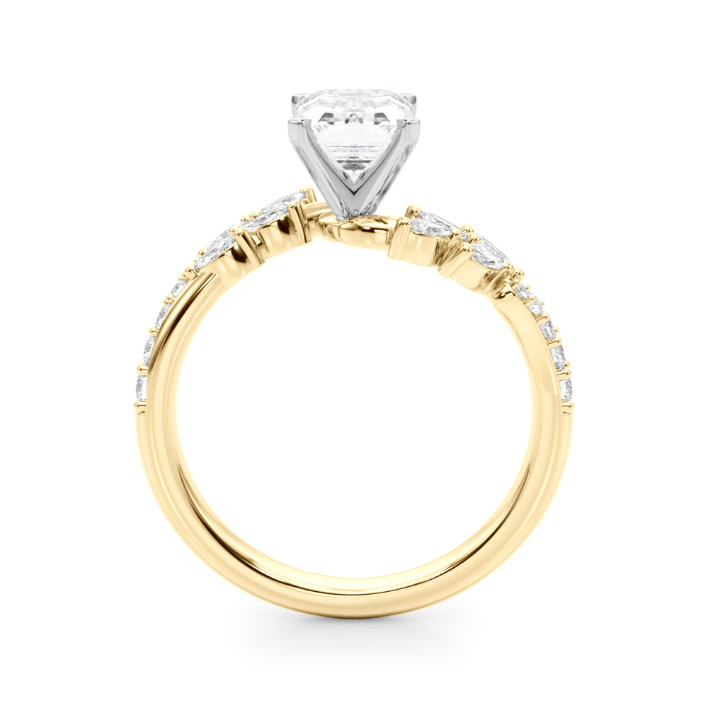 Yellow gold Radiant Solitaire Marquise Twist Band with Six-Prong Setting 1