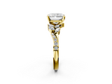 Yellow gold Radiant Solitaire Marquise Twist Band with Six-Prong Setting_82