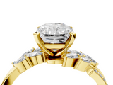Yellow gold Radiant Solitaire Marquise Twist Band with Six-Prong Setting_84