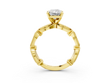 Yellow gold Radiant Solitaire Milgrain Diamond Engagement Ring with Bezel and Marquise Band_131