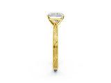 Yellow gold Radiant Solitaire Milgrain Engraved Band with Four-Prong Setting_6