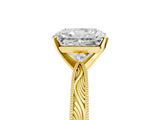 Yellow gold Radiant Solitaire Milgrain Engraved Band with Four-Prong Setting_9