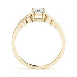Yellow gold Radiant Solitaire Milgrain Leaf Band with Prong Setting 1