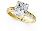 Yellow gold Radiant Solitaire Pavé Band Prong Setting Ring_21