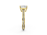 Yellow gold Radiant Solitaire Pavé Band Prong Setting Ring_22