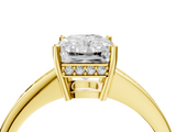 Yellow gold Radiant Solitaire Pavé Band Prong Setting Ring_24