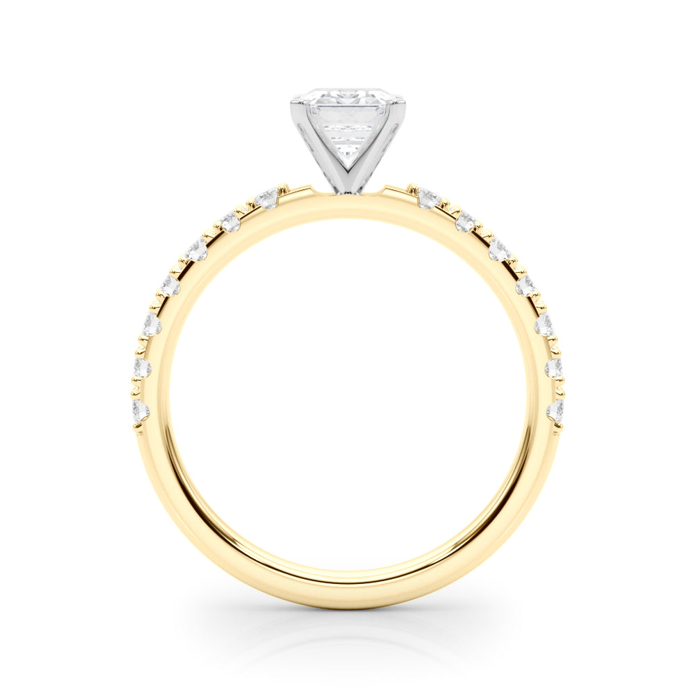 Yellow gold Radiant Solitaire Pavé Band with Four-Prong Setting 1