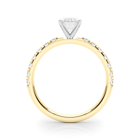Yellow gold Radiant Solitaire Pavé Band with Four-Prong Setting 1