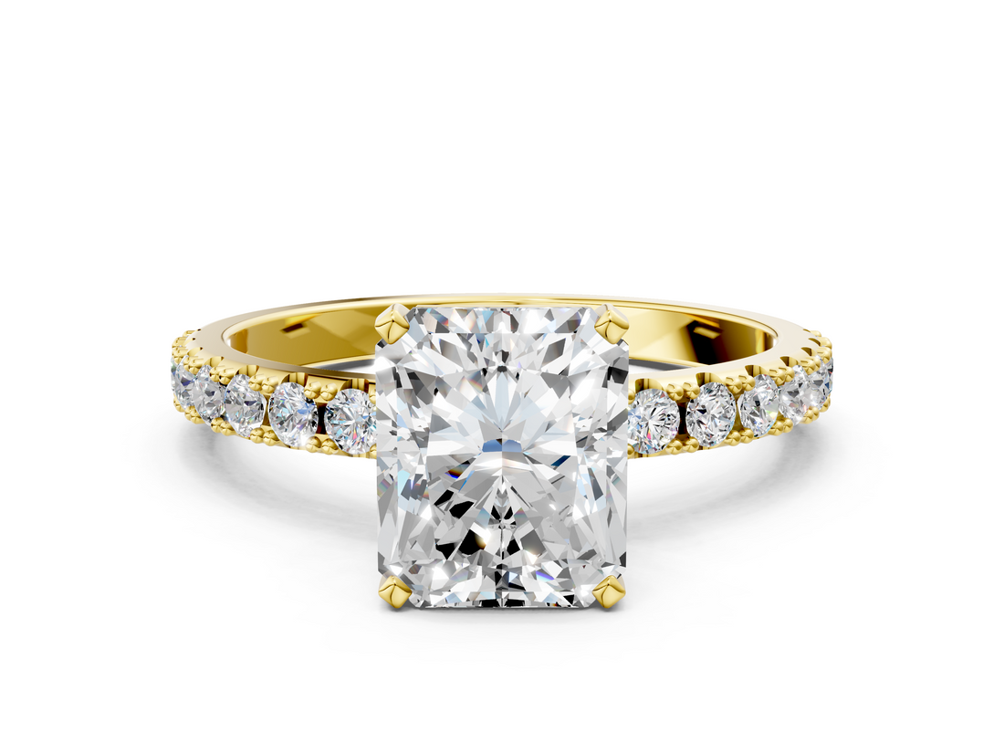 Yellow gold Radiant Solitaire Pavé Band with Four-Prong Setting_167