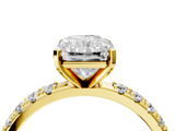 Yellow gold Radiant Solitaire Pavé Band with Four-Prong Setting_171