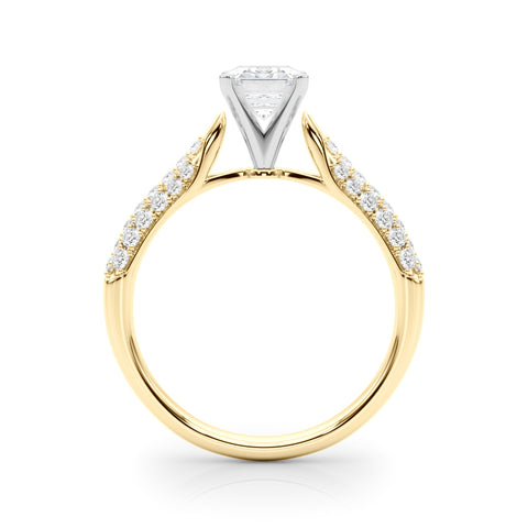 Yellow gold Radiant Solitaire Pavé Diamond Engagement Ring with Four-Prong Setting 1