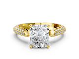 Yellow gold Radiant Solitaire Pavé Diamond Engagement Ring with Four-Prong Setting_134