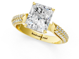 Yellow gold Radiant Solitaire Pavé Diamond Engagement Ring with Four-Prong Setting_135