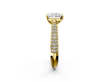 Yellow gold Radiant Solitaire Pavé Diamond Engagement Ring with Four-Prong Setting_136