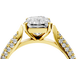 Yellow gold Radiant Solitaire Pavé Diamond Engagement Ring with Four-Prong Setting_138