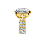 Yellow gold Radiant Solitaire Pavé Diamond Engagement Ring with Four-Prong Setting_139
