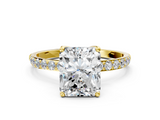 Yellow gold Radiant Solitaire Pavé Diamond Engagement Ring with Four-Prong Setting_59