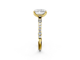 Yellow gold Radiant Solitaire Pavé Diamond Engagement Ring with Four-Prong Setting_61