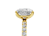 Yellow gold Radiant Solitaire Pavé Diamond Engagement Ring with Four-Prong Setting_64