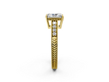 Yellow gold Radiant Solitaire Pavé Diamond Milgrain Engagement Ring with Four-Prong Setting_25