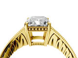 Yellow gold Radiant Solitaire Pavé Diamond Milgrain Engagement Ring with Four-Prong Setting_27