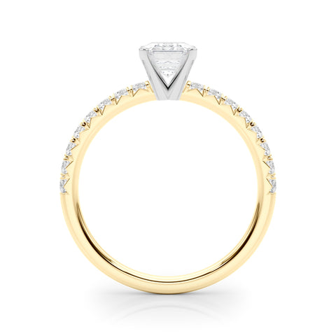 Yellow gold Radiant Solitaire Pave Diamond Engagement Ring with Four-Prong Setting 1