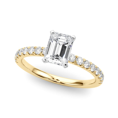 Yellow gold Radiant Solitaire Pave Diamond Engagement Ring with Four-Prong Setting 2
