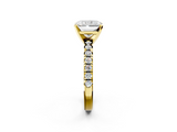 Yellow gold Radiant Solitaire Pave Diamond Engagement Ring with Four-Prong Setting_191