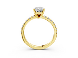 Yellow gold Radiant Solitaire Pave Diamond Engagement Ring with Four-Prong Setting_192