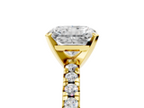 Yellow gold Radiant Solitaire Pave Diamond Engagement Ring with Four-Prong Setting_194