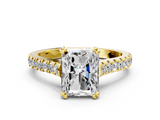 Yellow gold Radiant Solitaire Pave Diamond Engagement Ring with Prong Setting_32