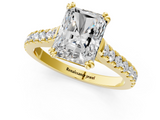 Yellow gold Radiant Solitaire Pave Diamond Engagement Ring with Prong Setting_33
