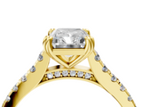 Yellow gold Radiant Solitaire Pave Diamond Engagement Ring with Prong Setting_36