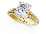 Yellow gold Radiant Solitaire Pave Split Shank Engagement Ring with Six-Prong Setting_45