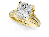 Yellow gold Radiant Solitaire Pave Split Shank Ring with Four-Prong Setting_100