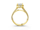 Yellow gold Radiant Solitaire Pave Split Shank Ring with Four-Prong Setting_102