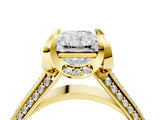 Yellow gold Radiant Solitaire Pave Split Shank Ring with Four-Prong Setting_103