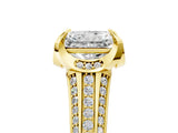 Yellow gold Radiant Solitaire Pave Split Shank Ring with Four-Prong Setting_104