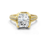 Yellow gold Radiant Solitaire Pave Split Shank Ring with Four-Prong Setting_99