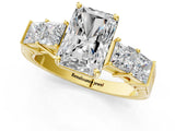 Yellow gold Radiant Solitaire Princess Side Stone Engraved Band Prong Setting Ring_4