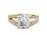 Yellow gold Radiant Solitaire Split Shank Pavé Diamond Engagement Ring_291