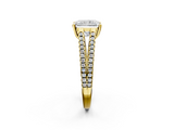 Yellow gold Radiant Solitaire Split Shank Pavé Diamond Engagement Ring_293