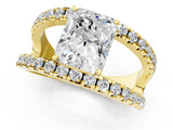 Yellow gold Radiant Solitaire Split Shank Pave Diamond Ring_50