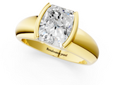 Yellow gold Radiant Solitaire Tension Set Diamond Ring with Wide Band_38