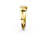 Yellow gold Radiant Solitaire Tension Set Diamond Ring with Wide Band_39