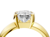 Yellow gold Radiant Solitaire Tension Set Diamond Ring with Wide Band_41