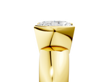 Yellow gold Radiant Solitaire Tension Set Diamond Ring with Wide Band_42