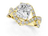 Yellow gold Radiant Solitaire Twist Band Pavé Diamond Engagement Ring_56