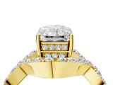 Yellow gold Radiant Solitaire Twist Band Pavé Diamond Engagement Ring_59